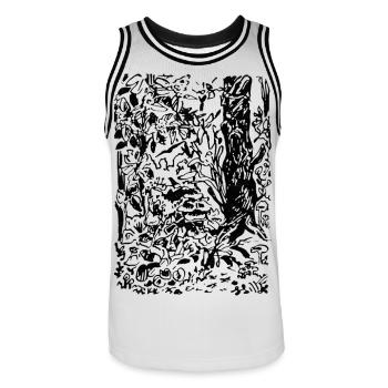 ENCHANTED FOREST - Men's Basketball Jersey - white/black - Front - AI Model Male 185 dark (185cm)