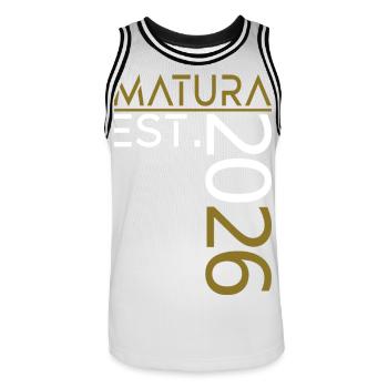 Matura 2026 - Men's Basketball Jersey - white/black - Front - AI Model Male 185 dark (185cm)