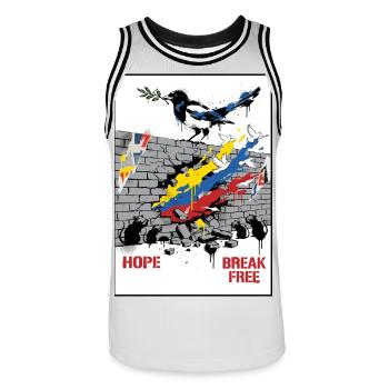 Hope Break Free Colombia Street Art - Men's Basketball Jersey - white/black - Front - AI Model Male 185 dark (185cm)