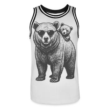 Two Bears Bear Sunglasses Father Dad Child Baby - Men's Basketball Jersey - white/black - Front - AI Model Male 185 dark (185cm)