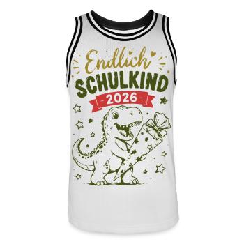 Endlich Schulkind 2026 - Männer Basketball-Trikot - Weiß/Schwarz - Vorne - AI Model Male 185 dark (185cm)