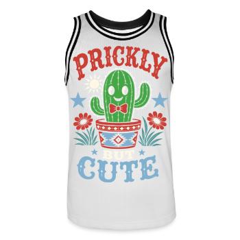 Prickly but Cute Kaktus - Männer Basketball-Trikot - Weiß/Schwarz - Vorne - AI Model Male 185 dark (185cm)