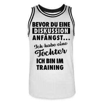 Ich habe eine Tochter - Vater und Tochter - Männer Basketball-Trikot - Weiß/Schwarz - Vorne - AI Model Male 185 dark (185cm)