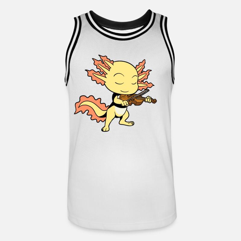 Comic Axolotl joue du violon - Maillot de basket Homme - blanc/noir
