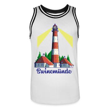 Leuchtturm - Ostseebad Swinemünde - Männer Basketball-Trikot - Weiß/Schwarz - Vorne - AI Model Male 185 dark (185cm)