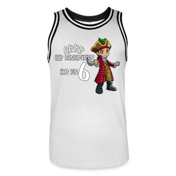 Geburtstagsshirt Pirat - 6 Geburtstag Junge - Männer Basketball-Trikot - Weiß/Schwarz - Vorne - AI Model Male 185 dark (185cm)
