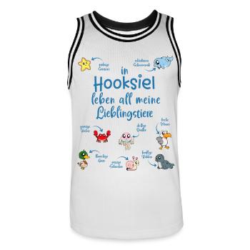 Meine Lieblingstiere in Hooksiel - Männer Basketball-Trikot - Weiß/Schwarz - Vorne - AI Model Male 185 dark (185cm)