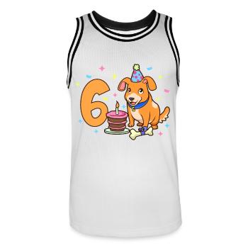 With dog - children's birthday 6 years - Men's Basketball Jersey - white/black - Front - AI Model Male 185 dark (185cm)