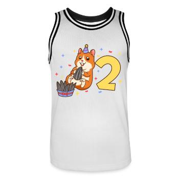 Avec hamster - anniversaire des enfants 2 ans - Maillot de basket Homme - blanc/noir - Devant - AI Model Male 185 dark (185cm)