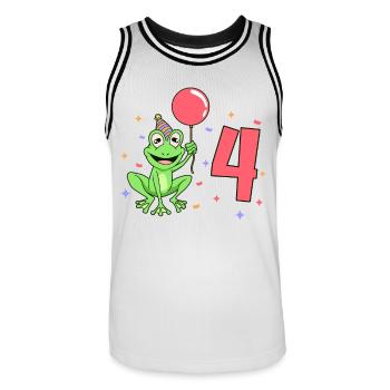 Mit Frosch - Kinder Geburtstag 4 Jahre - Männer Basketball-Trikot - Weiß/Schwarz - Vorne - AI Model Male 185 dark (185cm)