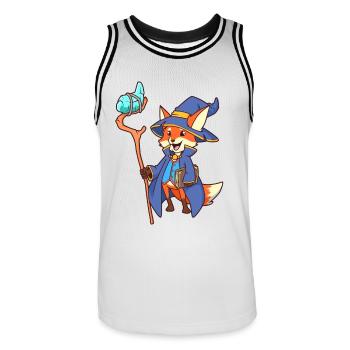 Zauberer Fuchs - Männer Basketball-Trikot - Weiß/Schwarz - Vorne - AI Model Male 185 dark (185cm)