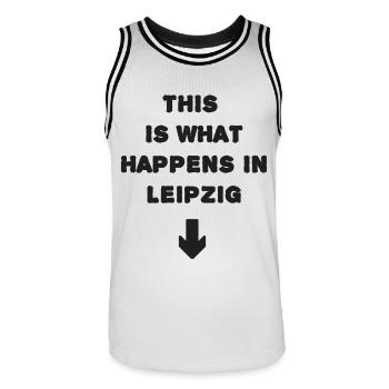 C’est ce qui se passe à Leipzig. Design amusant - Maillot de basket Homme - blanc/noir - Devant - AI Model Male 185 dark (185cm)