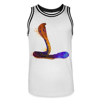 Farbenfrohe Kobra - Männer Basketball-Trikot - Weiß/Schwarz - Vorne - AI Model Male 185 dark (185cm)