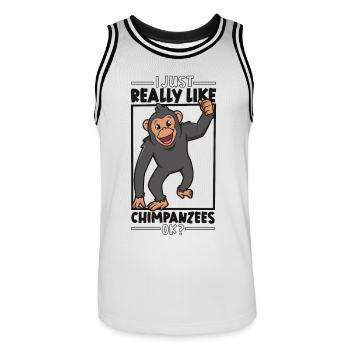 Ich liebe Schimpansen - Schimpanse - Männer Basketball-Trikot - Weiß/Schwarz - Vorne - AI Model Male 185 dark (185cm)