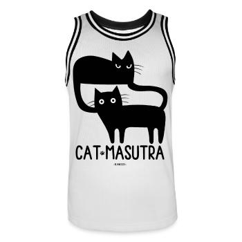 Cat Masutra ! - Maillot de basket Homme - blanc/noir - Devant - AI Model Male 185 dark (185cm)