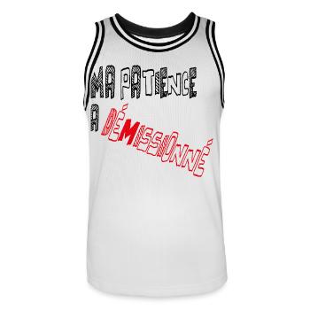 T-shirt sarcastique – Ma patience a démissionné - Maillot de basket Homme - blanc/noir - Devant - AI Model Male 185 dark (185cm)