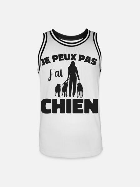 Je peux pas, j'ai chiens - Maillot de basket Homme - blanc/noir