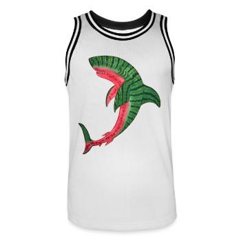 melon shark melon shark fish melon kawaii diving - Men's Basketball Jersey - white/black - Front - AI Model Male 185 dark (185cm)