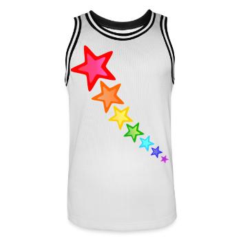 bunte Sterne in Regenbogen Farben - Männer Basketball-Trikot - Weiß/Schwarz - Vorne - AI Model Male 185 dark (185cm)