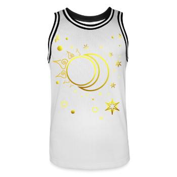 Sun, Moon and Stars Spiritual Astrology - Men's Basketball Jersey - white/black - Front - AI Model Male 185 dark (185cm)