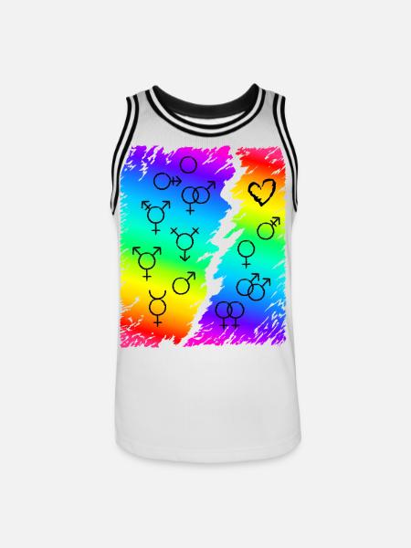 LGBT LGBTQ Rainbow Flag - Men's Basketball Jersey - white/black