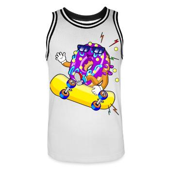 Donut Skateboard Skater - Maillot de basket Homme - blanc/noir - Devant - AI Model Male 185 dark (185cm)