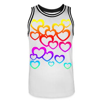 Coeurs colorés Dégradé Icône de coeur arc-en-ciel - Maillot de basket Homme - blanc/noir - Devant - AI Model Male 185 dark (185cm)
