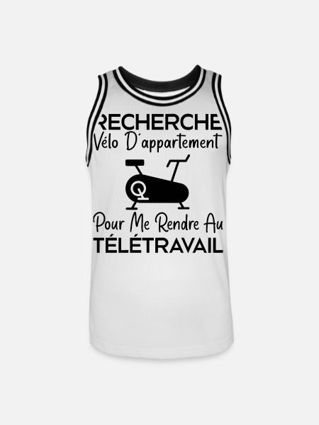 Télétravail, travail humour, humour de bureau - Maillot de basket Homme - blanc/noir