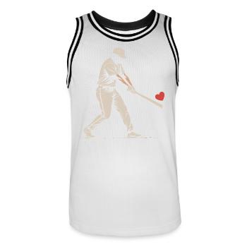 Silhouette Batteur Baseball Saint-Valentin - Maillot de basket Homme - blanc/noir - Devant - AI Model Male 185 dark (185cm)