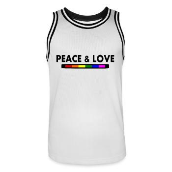 Peace and love - Maillot de basket Homme - blanc/noir - Devant - AI Model Male 185 dark (185cm)