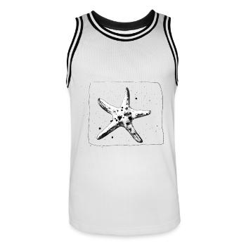 Étoile de mer cool dessinée à la main en noir - Maillot de basket Homme - blanc/noir - Devant - AI Model Male 185 dark (185cm)