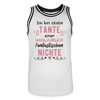 Stolze Tante von Nichte - Männer Basketball-Trikot - Weiß/Schwarz - Vorne - AI Model Male 185 dark (185cm)