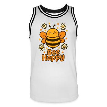 Süße Biene - Bee Happy - Männer Basketball-Trikot - Weiß/Schwarz - Vorne - AI Model Male 185 dark (185cm)