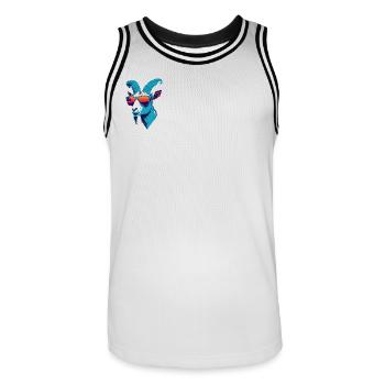 Goat Rebellion - Men's Basketball Jersey - white/black - Front - AI Model Male 185 dark (185cm)