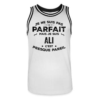Ali – A Funny and Proud First Name, Legend - Men's Basketball Jersey - white/black - Front - AI Model Male 185 dark (185cm)