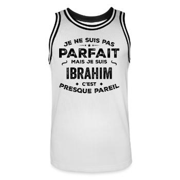 Ibrahim – ein lustiger und stolzer Vorname, Legende - Männer Basketball-Trikot - Weiß/Schwarz - Vorne - AI Model Male 185 dark (185cm)