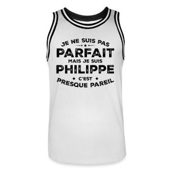 Philippe Ein Vorname, eine Haltung Humor Philippe - Männer Basketball-Trikot - Weiß/Schwarz - Vorne - AI Model Male 185 dark (185cm)