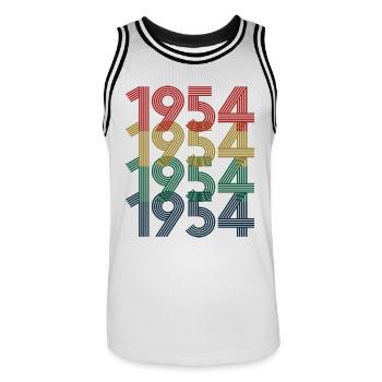 1954 70. Geburtstag Männer Frauen 70 Jahre alt Jahrgang - Männer Basketball-Trikot - Weiß/Schwarz - Vorne - AI Model Male 185 dark (185cm)