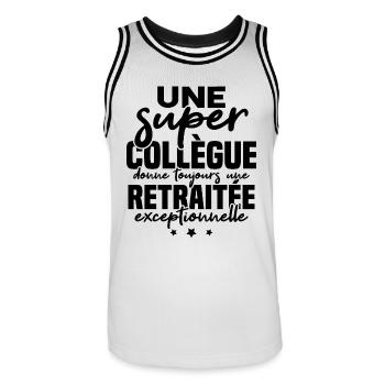 Super collègue / retraitée exceptionnelle - Maillot de basket Homme - blanc/noir - Devant - AI Model Male 185 dark (185cm)