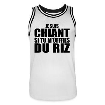 Homme qui adore : Riz. Design Drôle Humour Sushi - Maillot de basket Homme - blanc/noir - Devant - AI Model Male 185 dark (185cm)