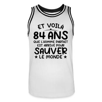 84 Year Old Birthday Gift 84 Year Old Men - Men's Basketball Jersey - white/black - Front - AI Model Male 185 dark (185cm)