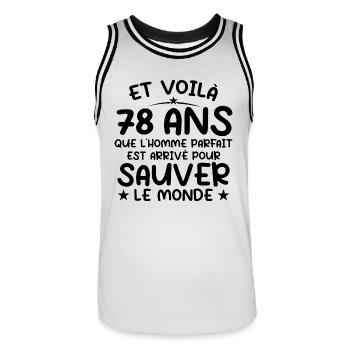78 Jahre altes Geburtstagsgeschenk 78 Jahre alte Männer - Männer Basketball-Trikot - Weiß/Schwarz - Vorne - AI Model Male 185 dark (185cm)