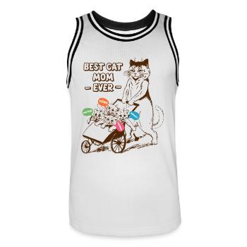 Best Cat Mom Ever Family Graphic - Men's Basketball Jersey - white/black - Front - AI Model Male 185 dark (185cm)
