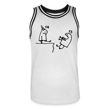 14 years: Farewell age 13 years, Happy 14th birthday - Men's Basketball Jersey - white/black - Front - AI Model Male 185 dark (185cm)