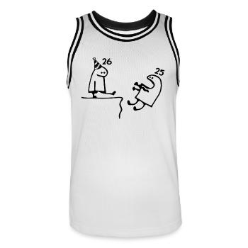 26 years: Farewell age 25 years, Happy 26th birthday - Men's Basketball Jersey - white/black - Front - AI Model Male 185 dark (185cm)