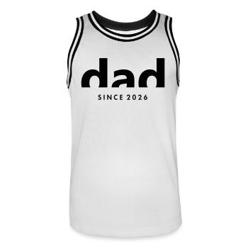 Dad 26 Vater Baby Papa 2026 Vatertagsgeschenk - Männer Basketball-Trikot - Weiß/Schwarz - Vorne - AI Model Male 185 dark (185cm)