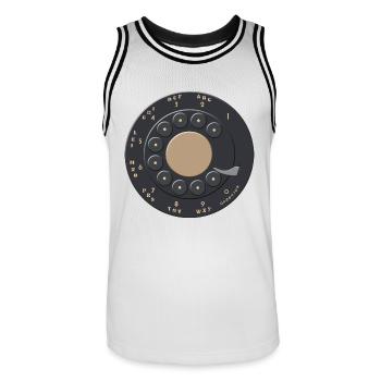 Vintage Phone Rotary Dial Retro Old Fashioned - Men's Basketball Jersey - white/black - Front - AI Model Male 185 dark (185cm)