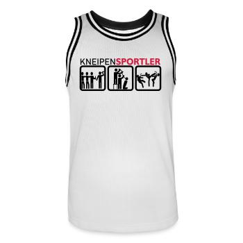 Pub sports enthusiasts - Men's Basketball Jersey - white/black - Front - AI Model Male 185 dark (185cm)