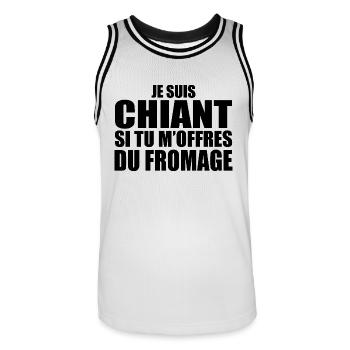 Man who adores: Cheese. Funny Design Humor - Men's Basketball Jersey - white/black - Front - AI Model Male 185 dark (185cm)