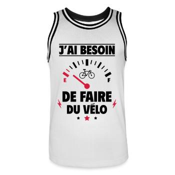 j ai besoin de faire du vélo,cyclisme,cycliste - Maillot de basket Homme - blanc/noir - Devant - AI Model Male 185 dark (185cm)
